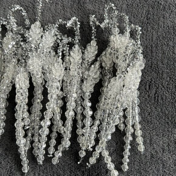 Vintage Handmade Acrylic Crystal Beaded Christmas Holiday Icicle Tree Ornaments - Picture 7 of 7